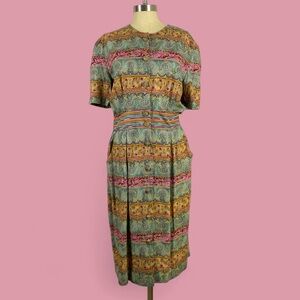 Vtg Positive Attitude Multicolor Dress